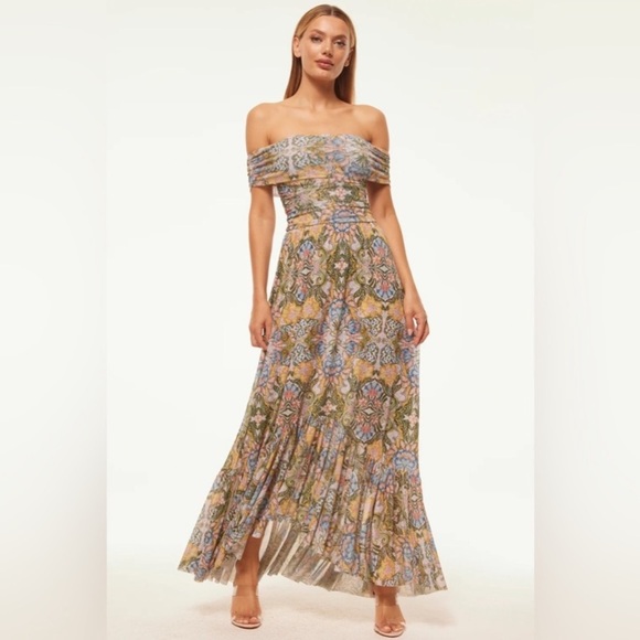 MISA Fiorella Off the Shoulder Maxi Dress Dolce Vita Kaleidoscope - Picture 6 of 15